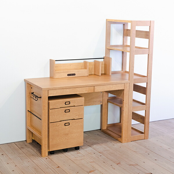 楽天市場】学習机 勉強机 机 ( デスク + 書棚 小棚 + ワゴン ) 木製 天