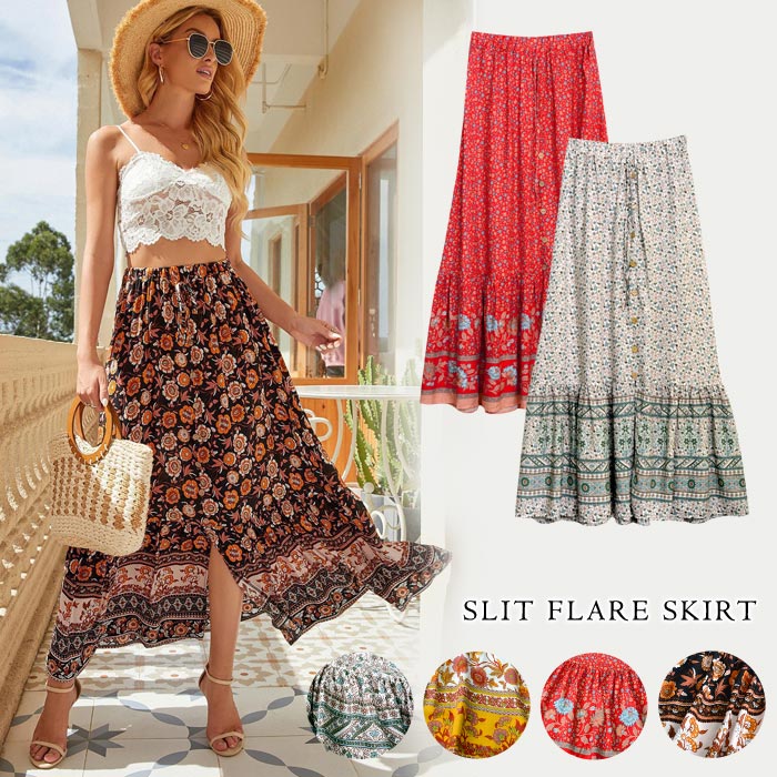 楽天市場】スカート レディース 春 冬 春冬 黒 花柄スカート 花柄