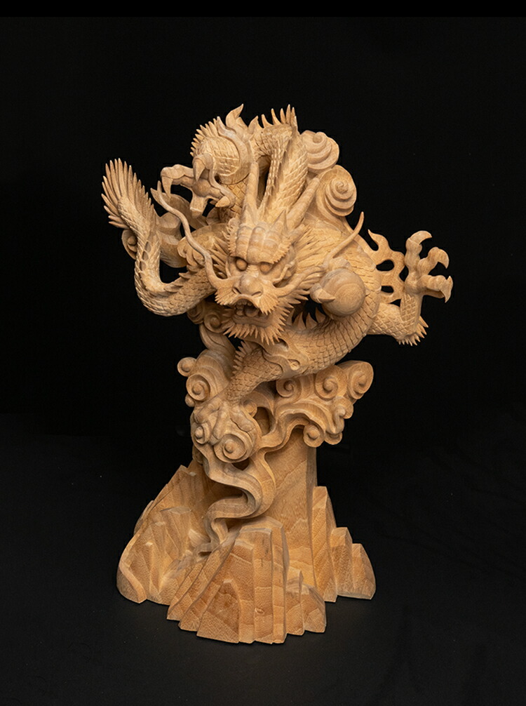 楽天市場】【コレクションボックス付】龍 木彫り 置物 一刀彫 / 素材