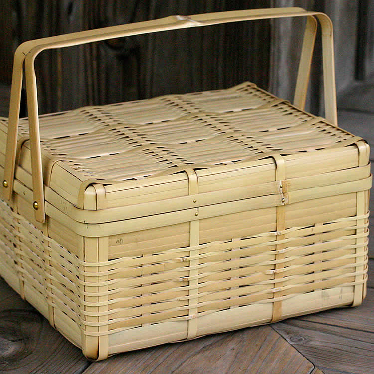 楽天市場】白竹ピクニックバスケット(大) 竹 弁当箱 ランチボックス