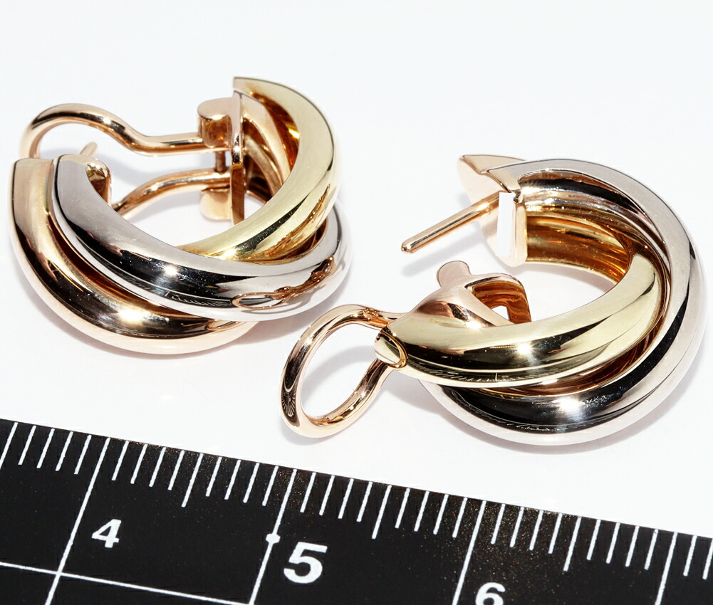 楽天市場】カルティエ ピアス K18YG K18WG K18PG トリニティピアス