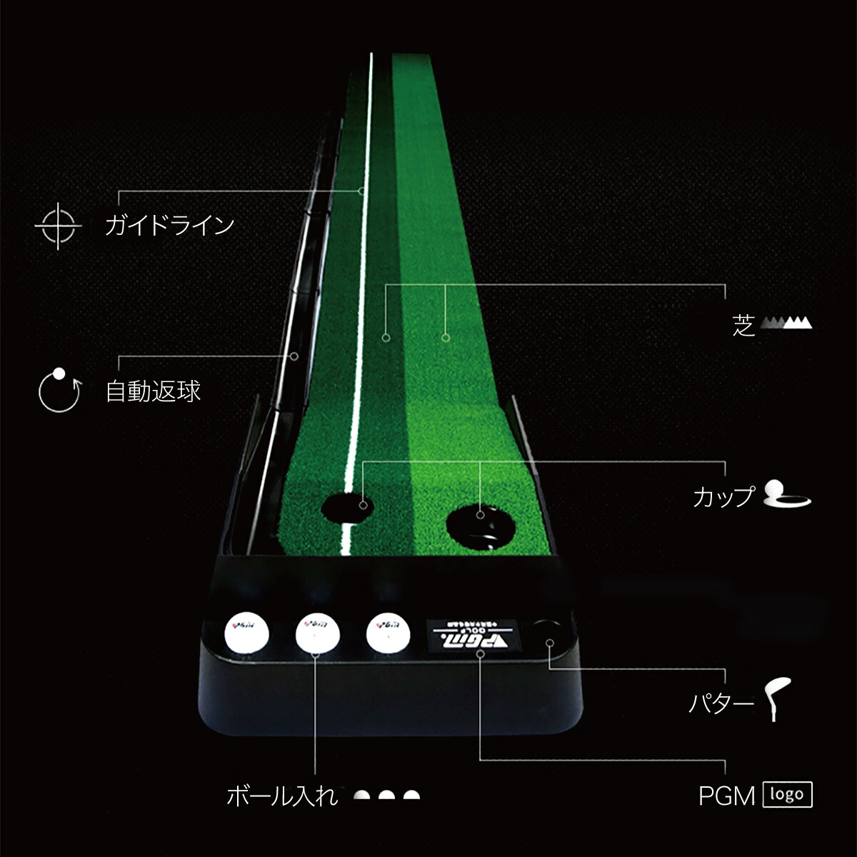 楽天市場】ゴルフ パターマット 2.5m 返球機能付き ゴルフ練習マット