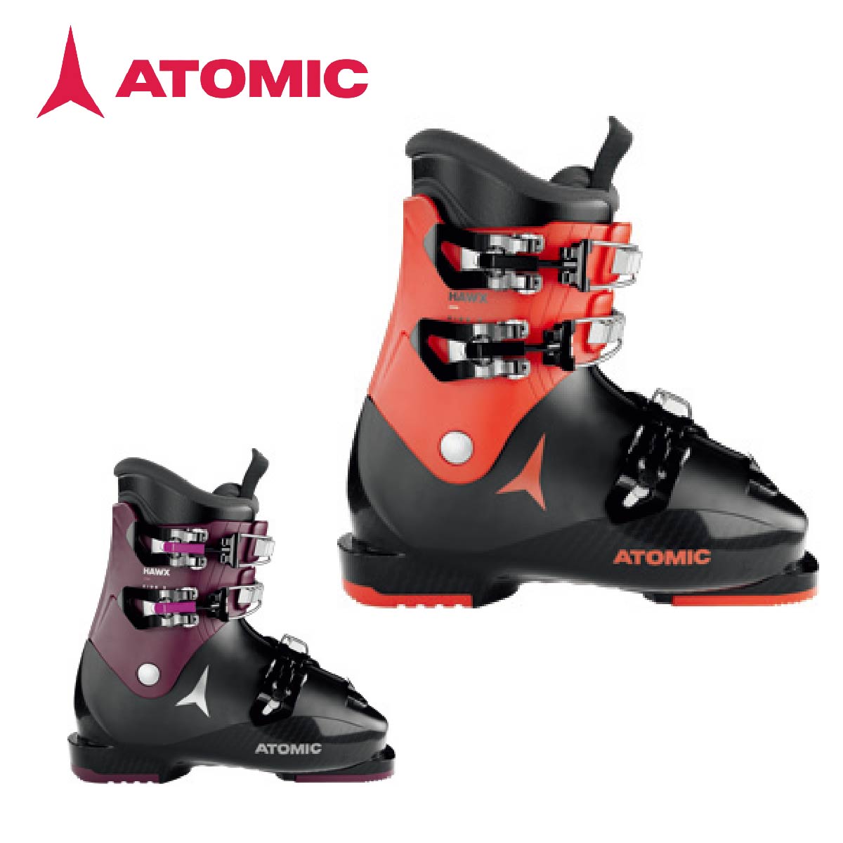 ATOMIC130cmカービングスキー靴22～22.5cmストックジュニアセット 子供