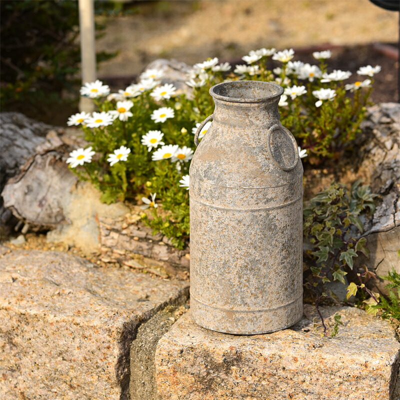 楽天市場】ミルク缶 ミルクポット ガーデン 置物 飾り アイアン