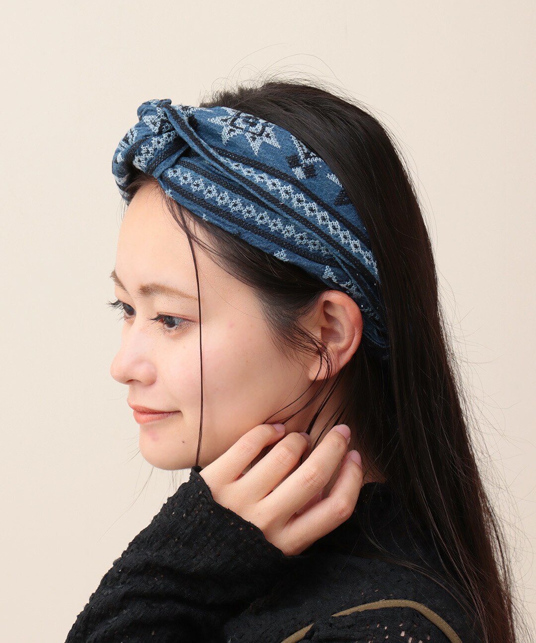 楽天市場】デニム刺繍ヘアバンド ／ ターバン ヘッドアクセサリー ヘア
