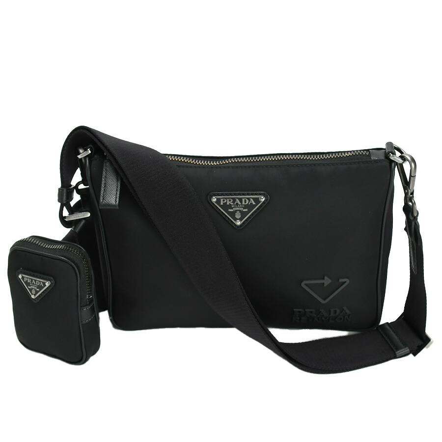 極美品】プラダ ウエストポーチ サフィアーノレザー×ナイロン 黒