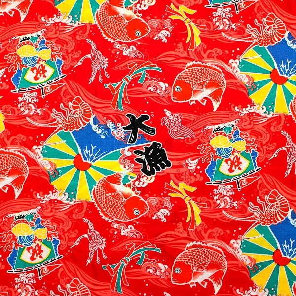 楽天市場】【10cm単位価格】 めでたい大漁柄 大漁旗 エビ 鯛 魚 和柄