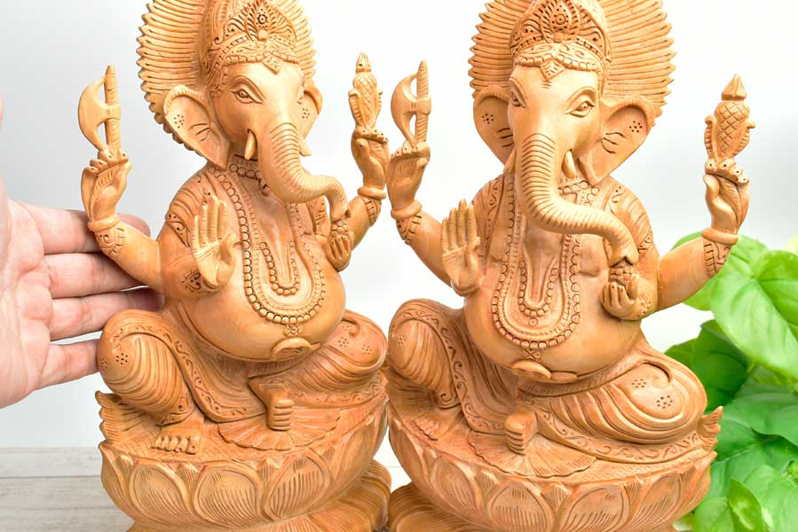 楽天市場】ガネーシャ 木彫り 置物□インド産カダムウッド□【約965g