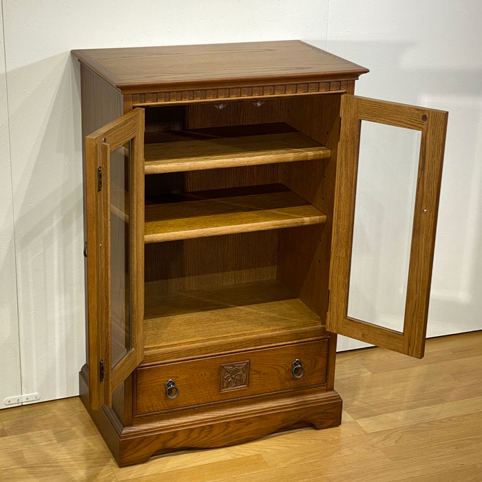 楽天市場】キャビネット ガラスキャビネット 食器棚 書棚 ナラ無垢