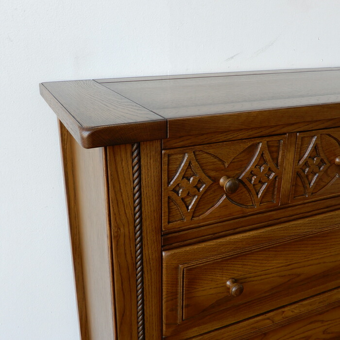 楽天市場】チェスト ナラ無垢 おしゃれ 彫刻 幅90 高さ98 日本製 国産