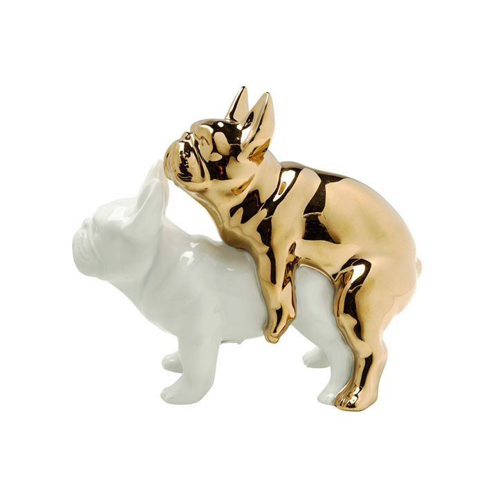 楽天市場】犬 置物 フレンチブル オブジェ アニマル ゴールド ホワイト