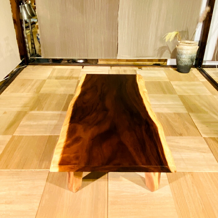 楽天市場】一枚板テーブル 一枚板 座卓 モンキーポッド無垢 センター