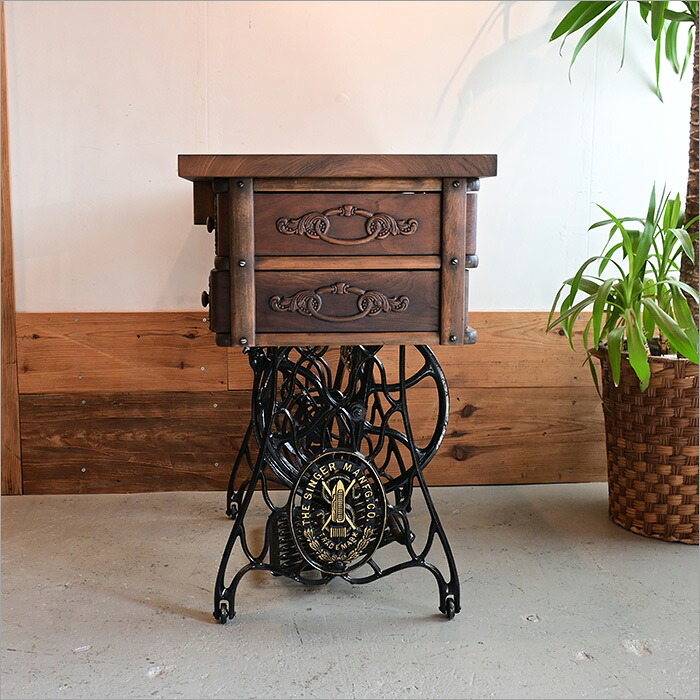 楽天市場】1点物 SINGER アンティークミシン台 リメイクデスク