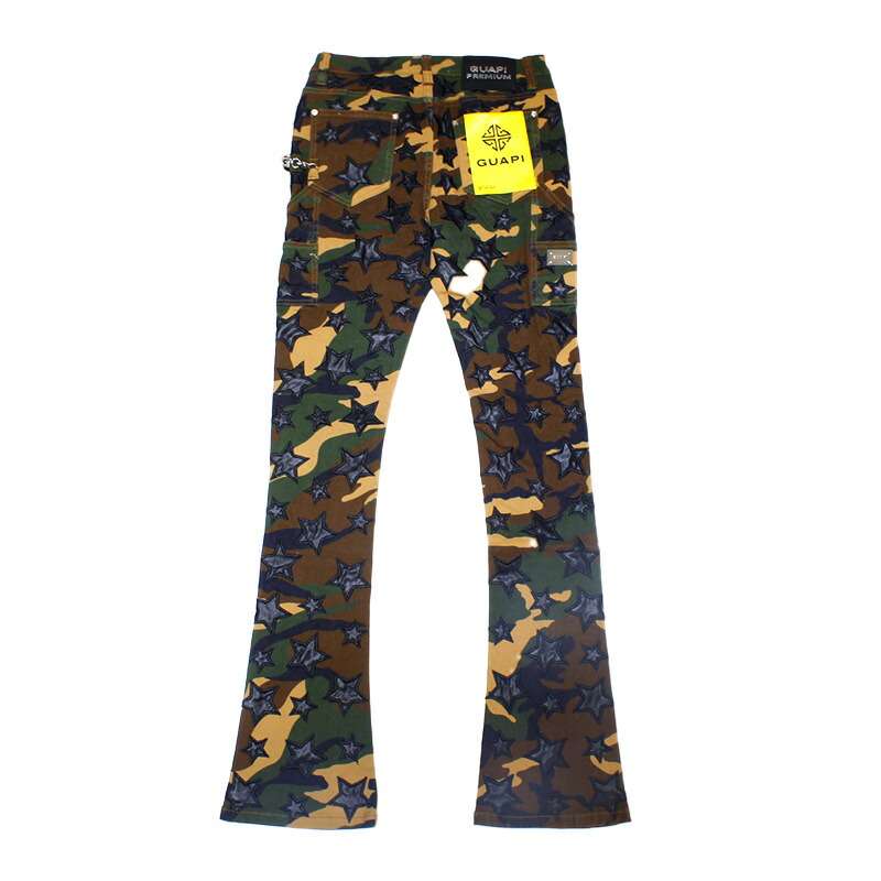 楽天市場】GUAPI グアピ デニムパンツ ボトムス ロング フレア 迷彩