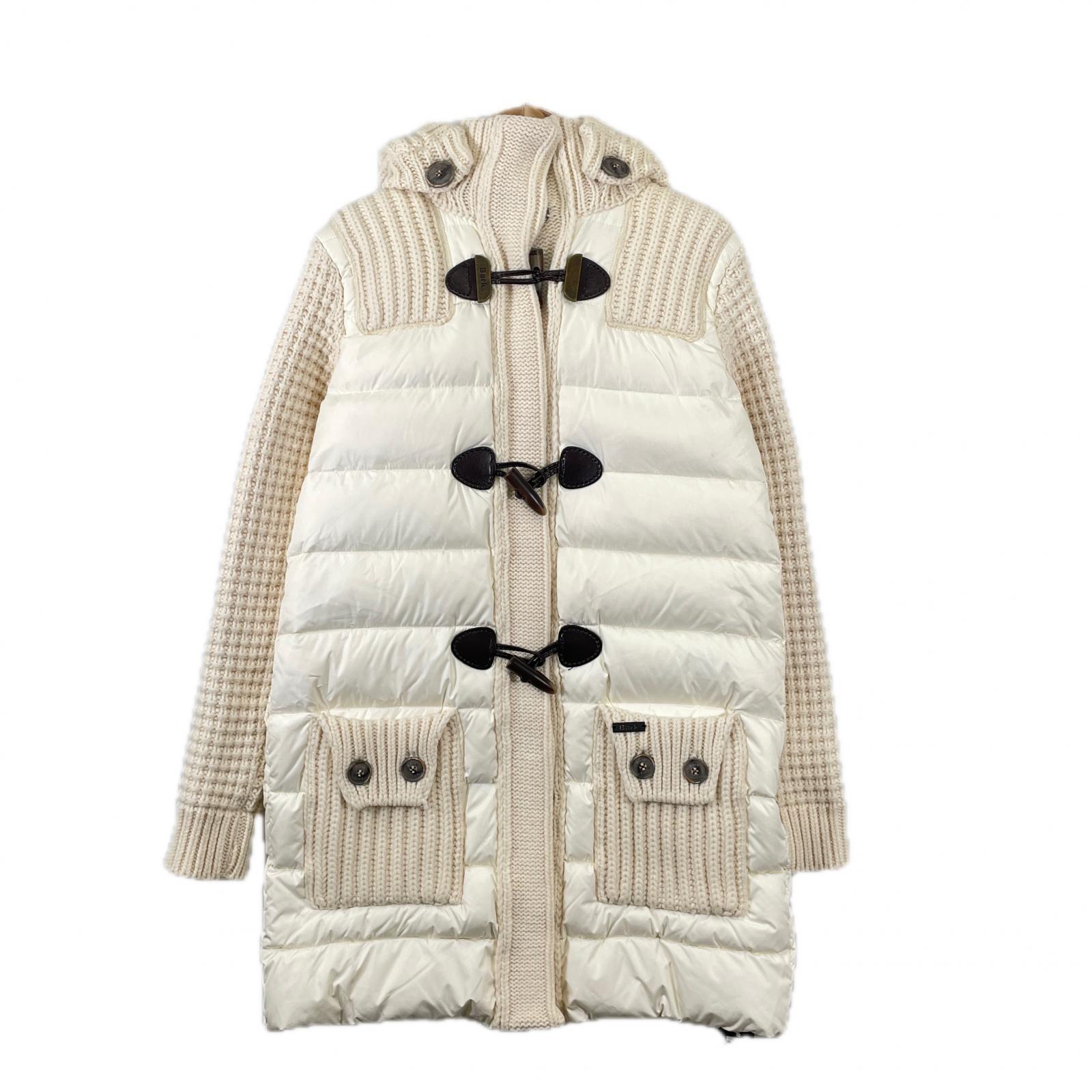 バーク BARK ニットダッフルコート XSサイズ オフホワイト 裏地付き