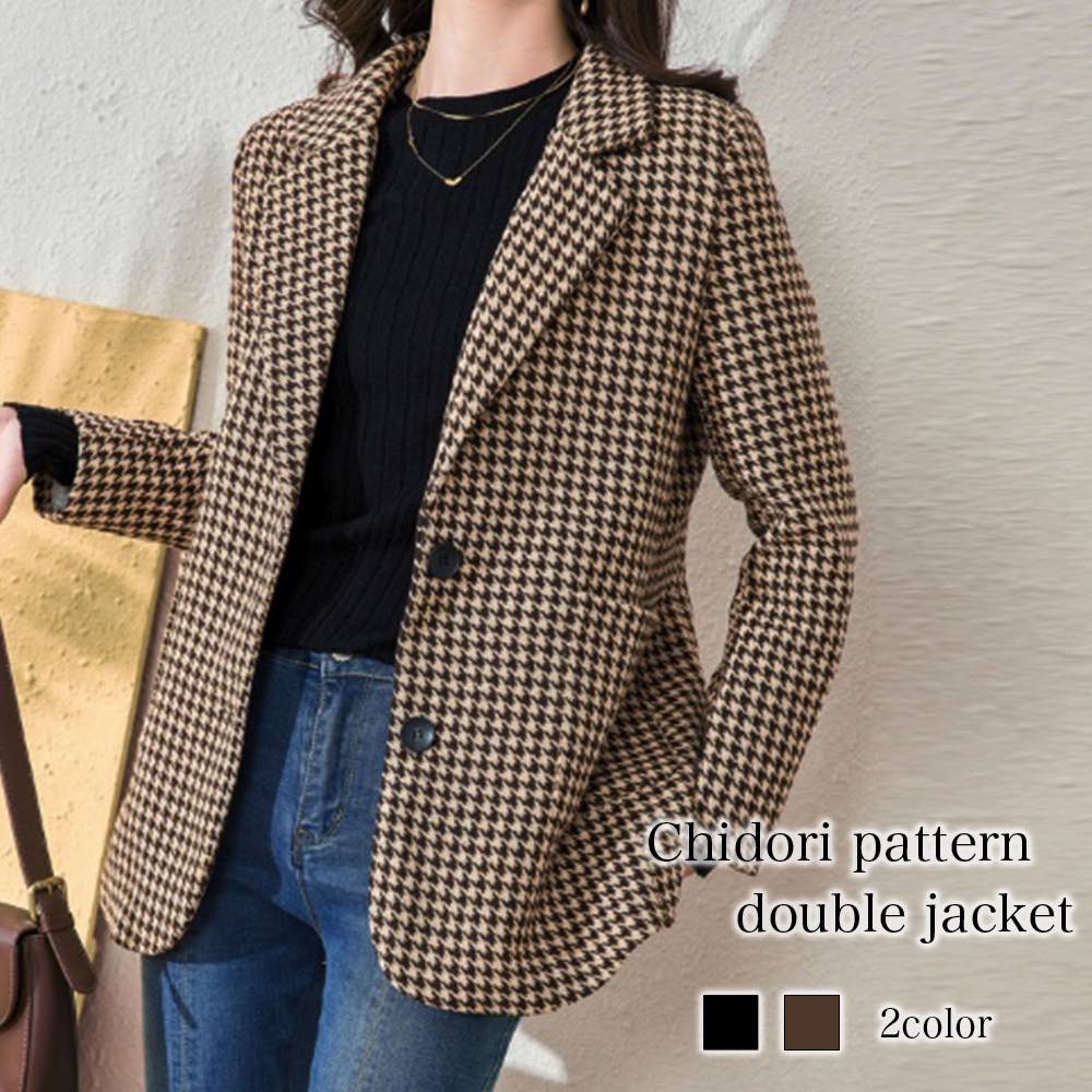 楽天市場】チェスターコート レディース 千鳥柄ダブルジャケット