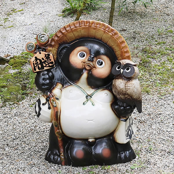 楽天市場】【ポイント10倍】信楽焼 20号ふくろう持ち開運狸 信楽焼