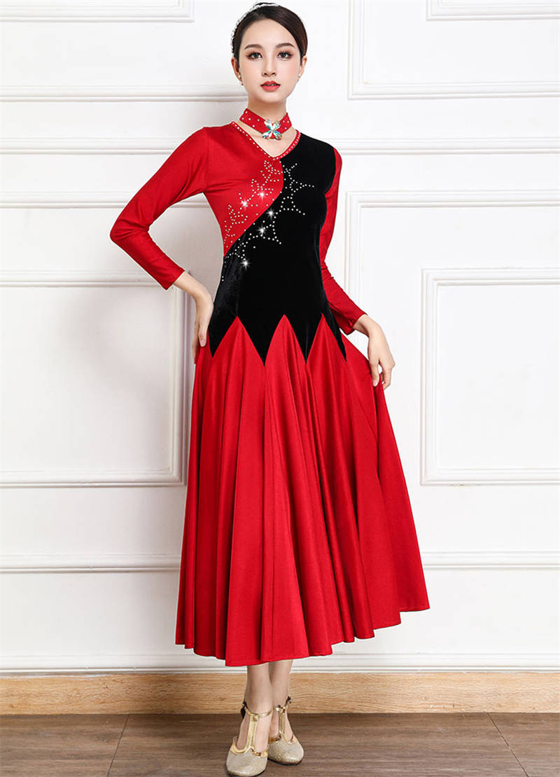 楽天市場】社交ダンスドレス 社交ダンス練習着 赤黒と合わせ