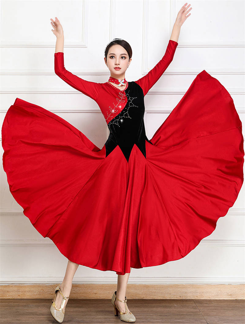 楽天市場】社交ダンスドレス 社交ダンス練習着 赤黒と合わせ