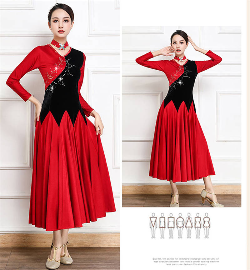 楽天市場】社交ダンスドレス 社交ダンス練習着 赤黒と合わせ