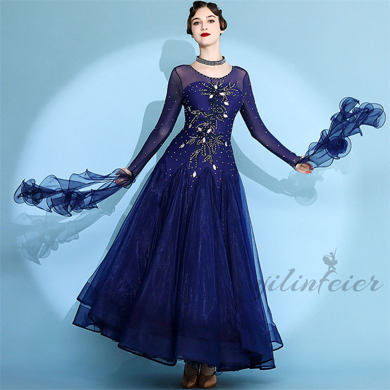 楽天市場】社交ダンス ドレス 高級 社交ダンス衣装 豪華 フロント長袖