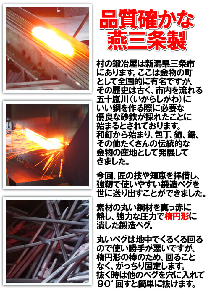 楽天市場】鍛造ペグ エリッゼステーク 28cm／8本セット◇黒カチオン電