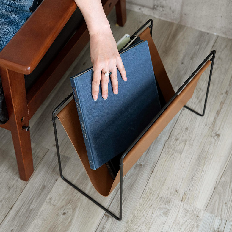 楽天市場】マガジンラック アイアン レザー調 ブラウン マガジン