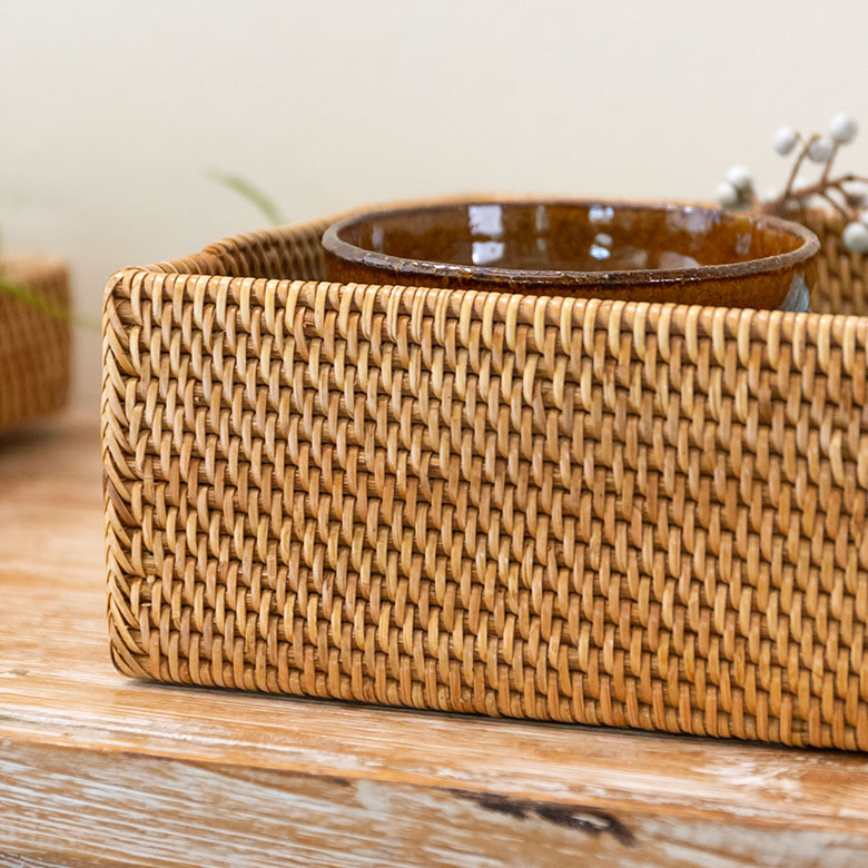 楽天市場】ラタンで編まれた四角い収納ボックス 収納BO× 収納ケース