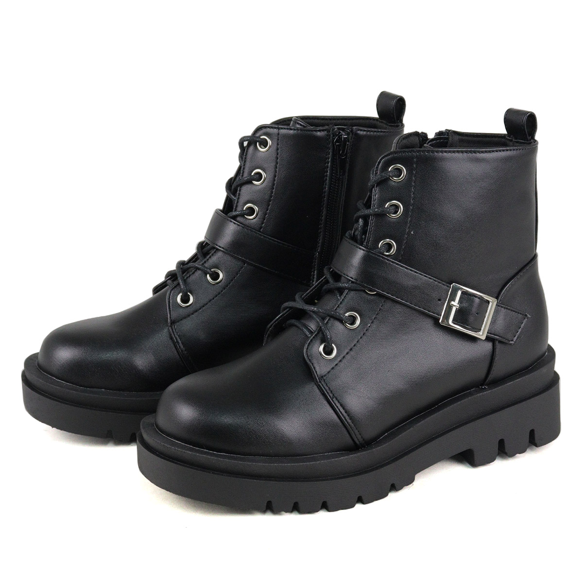楽天市場】ブーツ ショート レディースレースアップ ベルト 厚底 5cm