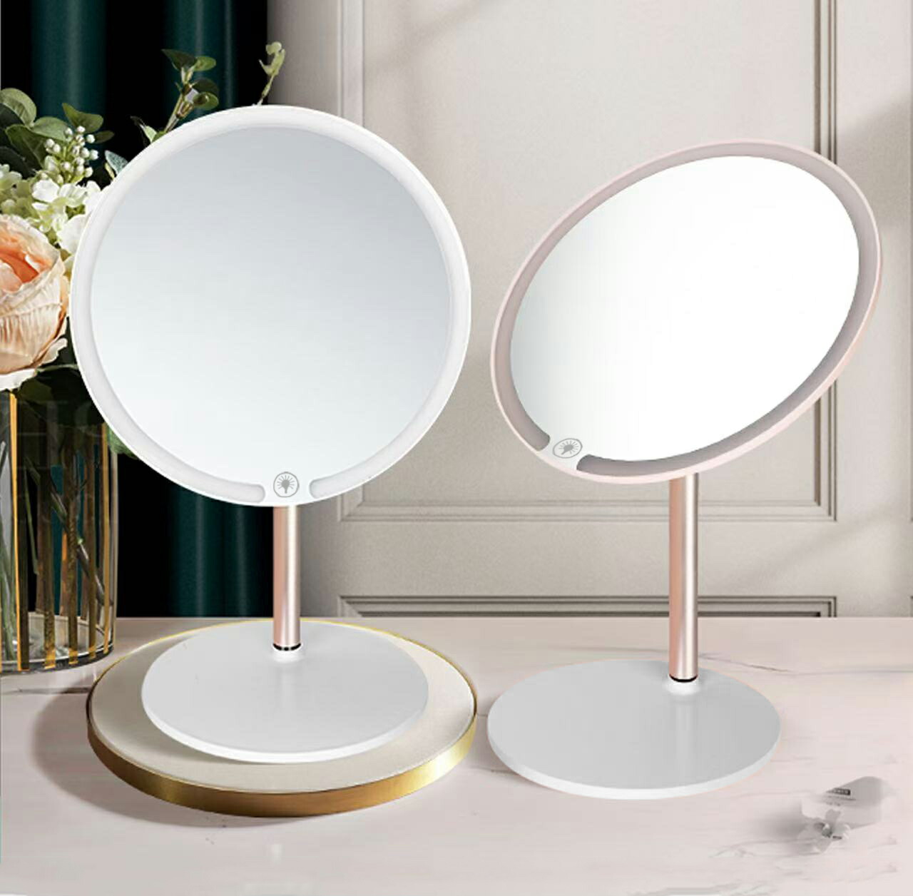 楽天市場】女優ミラー 化粧鏡 卓上ミラー 無段階調光 折立ミラー