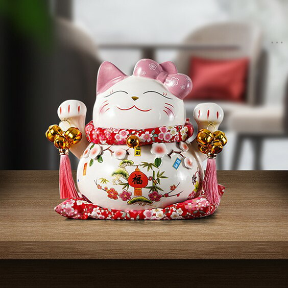 楽天市場】招き猫 貯金箱 白磁 陶磁工芸品 置物 雑貨 レトロ