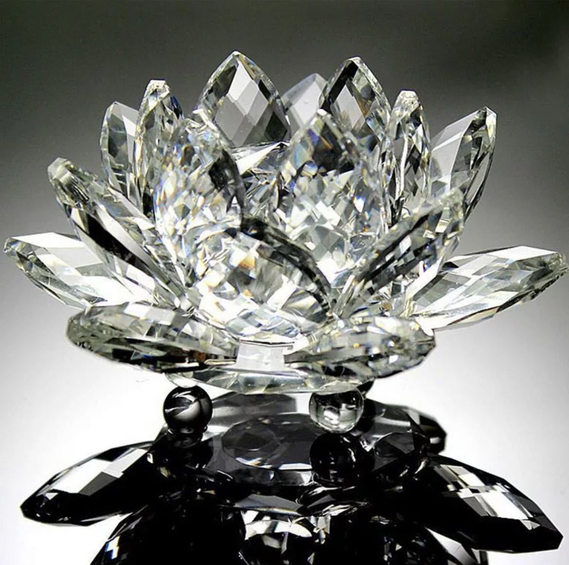 楽天市場】カラー多数 80mm 水晶 蓮の華 ガラス 蓮子 花 工芸 文鎮