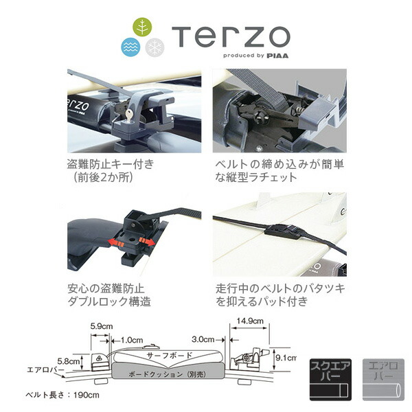 楽天市場】Terzo テルッツオ サーフボードキャリア 3枚積み[イージー
