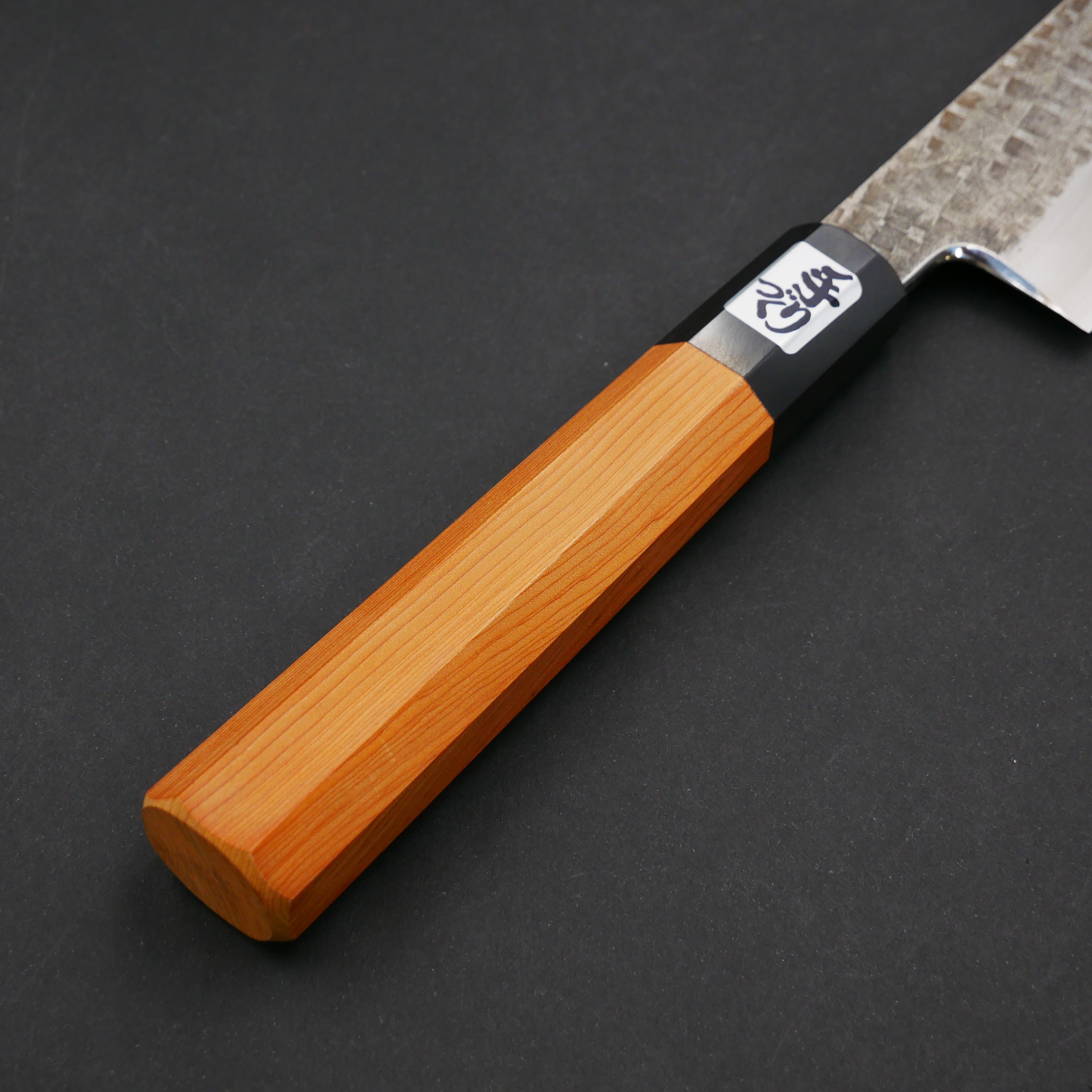 銀三鋼 黒打 鎚目 牛刀 イチイ八角柄 – つば屋庖丁店