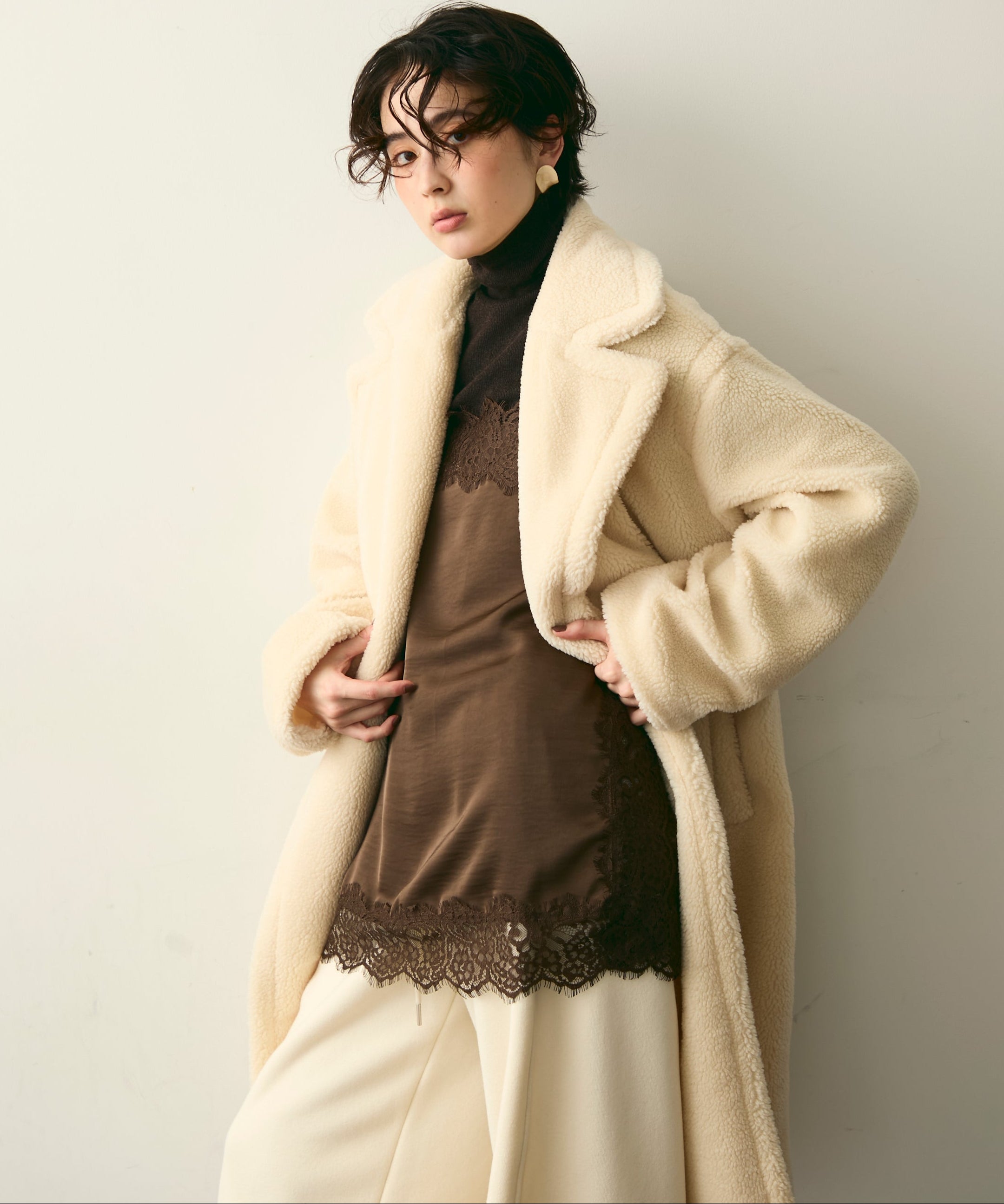 ボアダブルロングコート | Trish