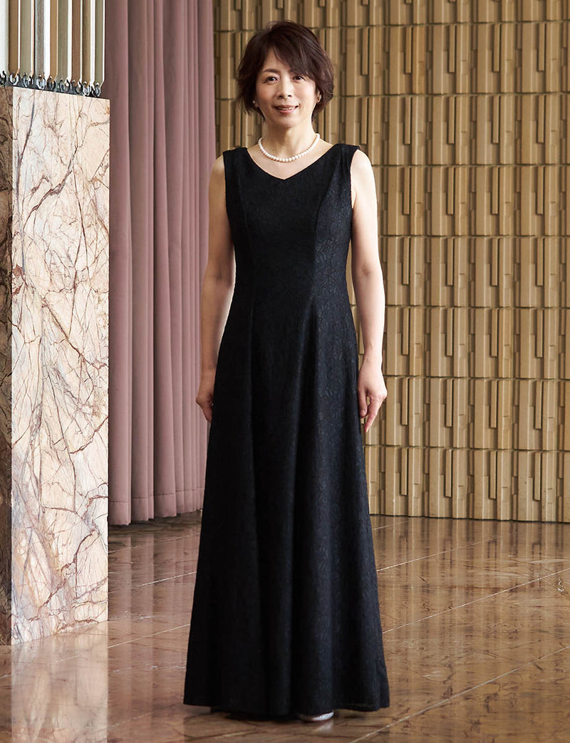 結婚式 母親ドレス ブラック・マザーズドレス ケープスリーブ付き