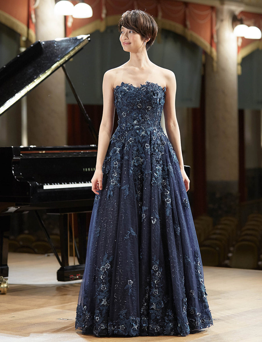 ダークネイビーロングドレス・TW1901-DNY｜演奏会・発表会ドレスの