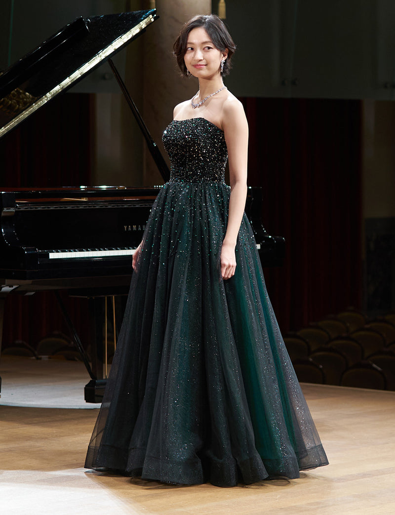 グリーン ステージドレス・演奏会ドレスにお薦めロングドレス・TN2030