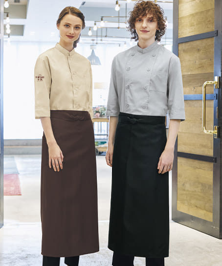 全3色】ソムリエ前掛け（撥水・制電・丈91cm） T-6233 | 飲食店制服