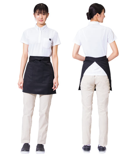 全15色】ショートエプロン（帯電防止・ストレッチ・撥水/丈44cm） AZ