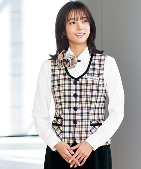 全1色】ベスト（プリンセスチェック）～25号あり 11660-4 | 事務服
