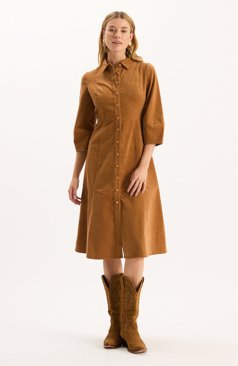 Beth Pinwale Corduroy Midi Dress - Leather Brown – tyler böe