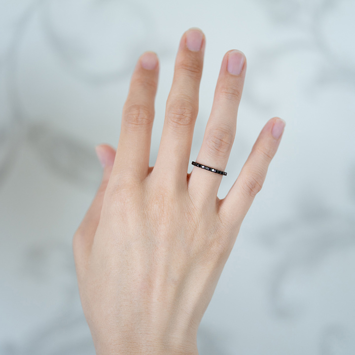 PT950 ハード ブラックダイヤモンド 0.54ct～0.70ct フルエタニティ