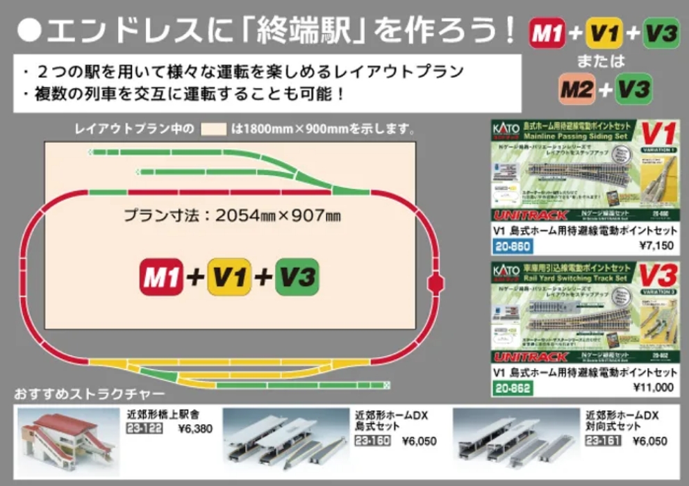 KATO UNTRACK Nゲージレールセット V1, V2, V3 KATO ユニトラック