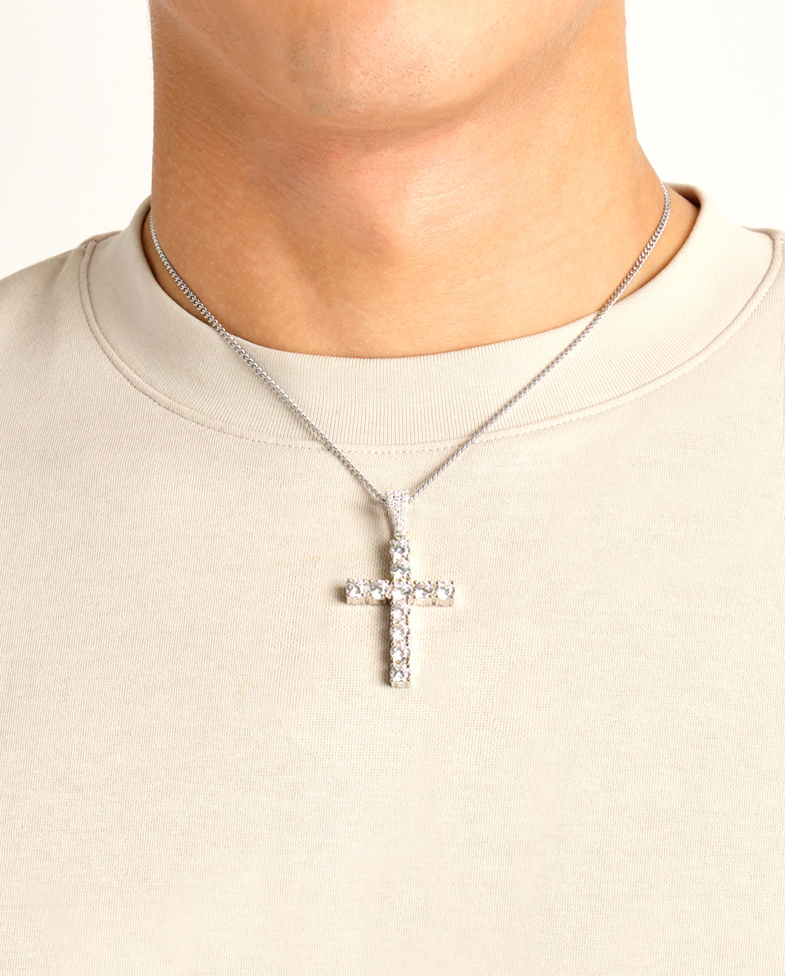 Iced Cross Pendant - 30mm - White – Cernucci US