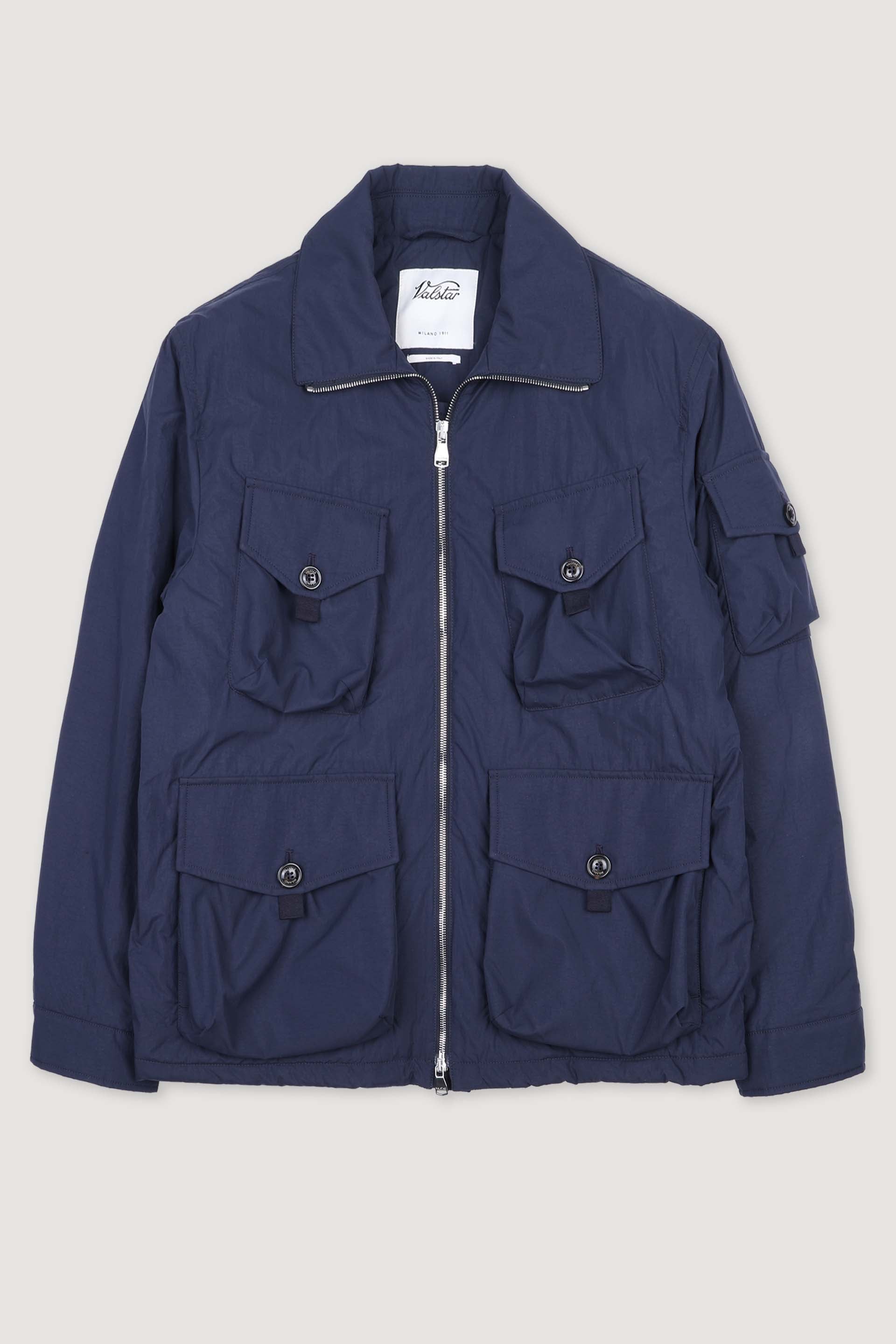 George padded field jacket in water repellent technical fabric. Blue -