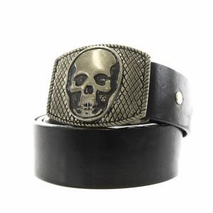 レザーベルト マリファナバックル リーフ 葉っぱ ロゴ 36/90cm 黒