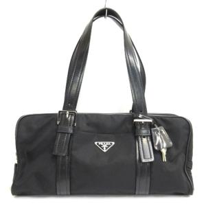 ミニボストンバッグ ナイロン トライアングルロゴ ブラック（2024/06