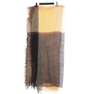 ヨウジヤマモト マフラー ストール チェック柄 ウール 赤 レッド 黄色