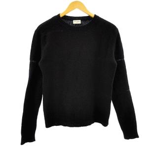 茶タグ ヴィンテージ ニット セーター ロゴライン 長袖 L 茶 ブラウン